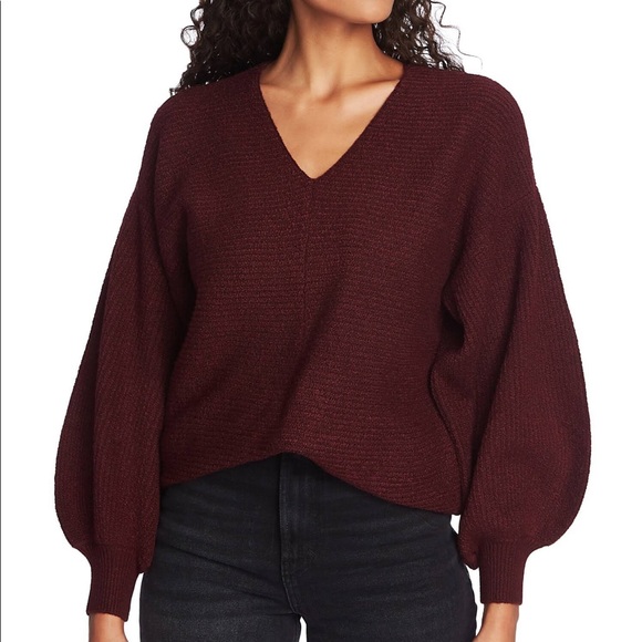 1 State Maroon balloon sleeve sweater size med - Picture 2 of 7